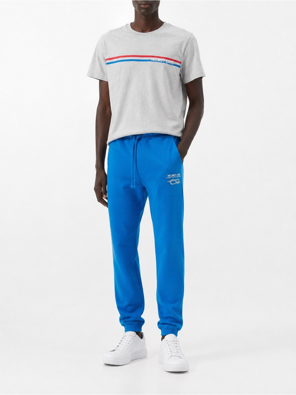 Helmut Lang Knot Logo French Terry Jogger Sweatpants Blue Size M